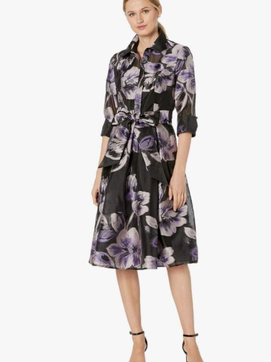 Tahari Dresses & Skirts - NWT Sz 10 Tahari Arthur S. Levine Black Blush Floral Woven Wrap Dress